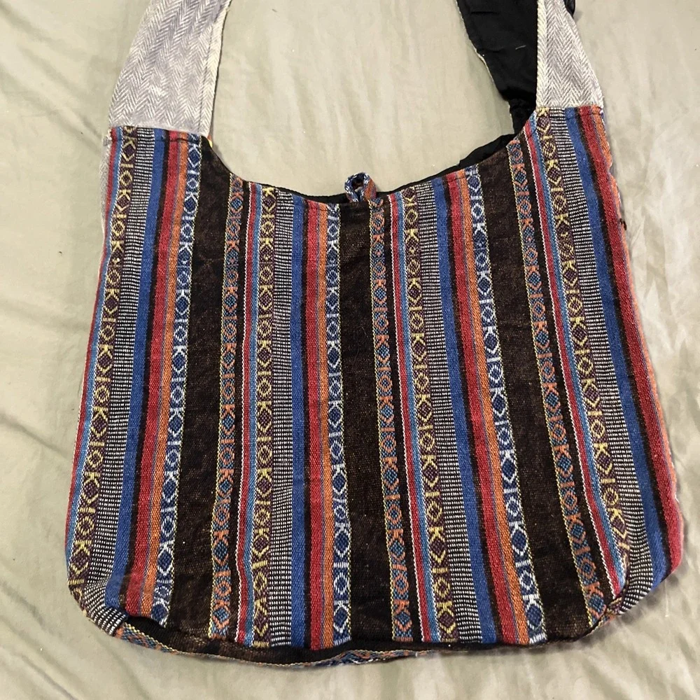 ROUTE 66  RISING INTER Boho  Bag FAIR TRADE Nepal THREE OUTSIDE POCKETS